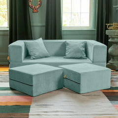 Zipline Convertible Sleeper Loveseat & Ottomans