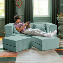 Zipline Convertible Sleeper Loveseat & Ottomans