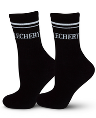 LECHERY UNISEX VARSITY STRIPED HALF-CREW SOCKS