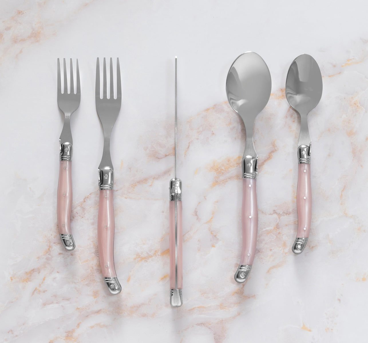  French Home Laguiole 20 Piece Stainless Steel Flatware Set, Service for 4, Petal Pink - Default Title - Bonton