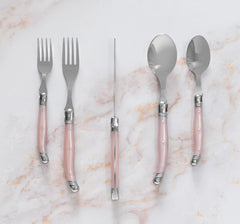 Laguiole 20 Piece Stainless Steel Flatware Set, Service for 4, Petal Pink