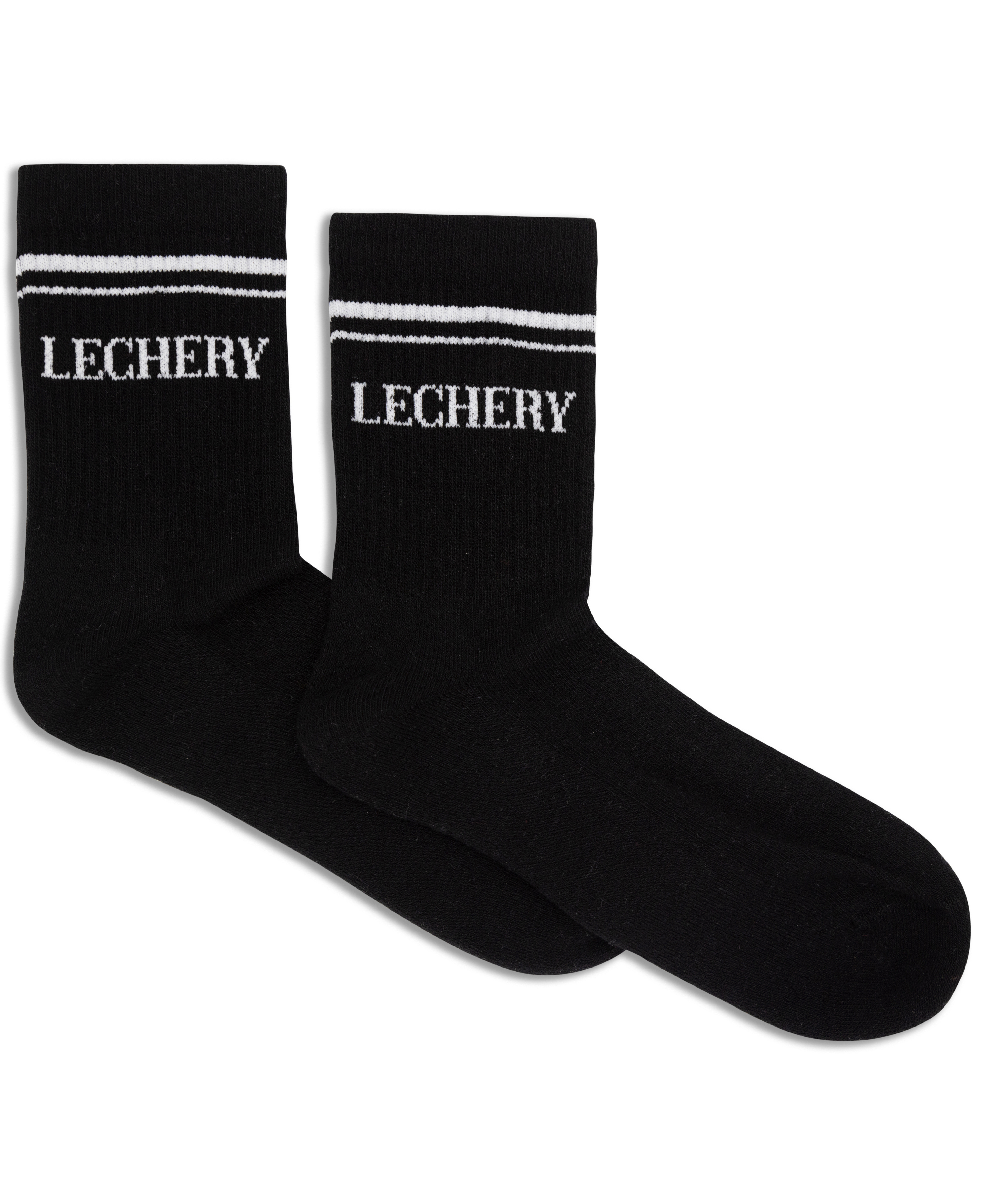  LECHERY LECHERY UNISEX VARSITY STRIPED HALF-CREW SOCKS - BLACK/WHITE - Bonton