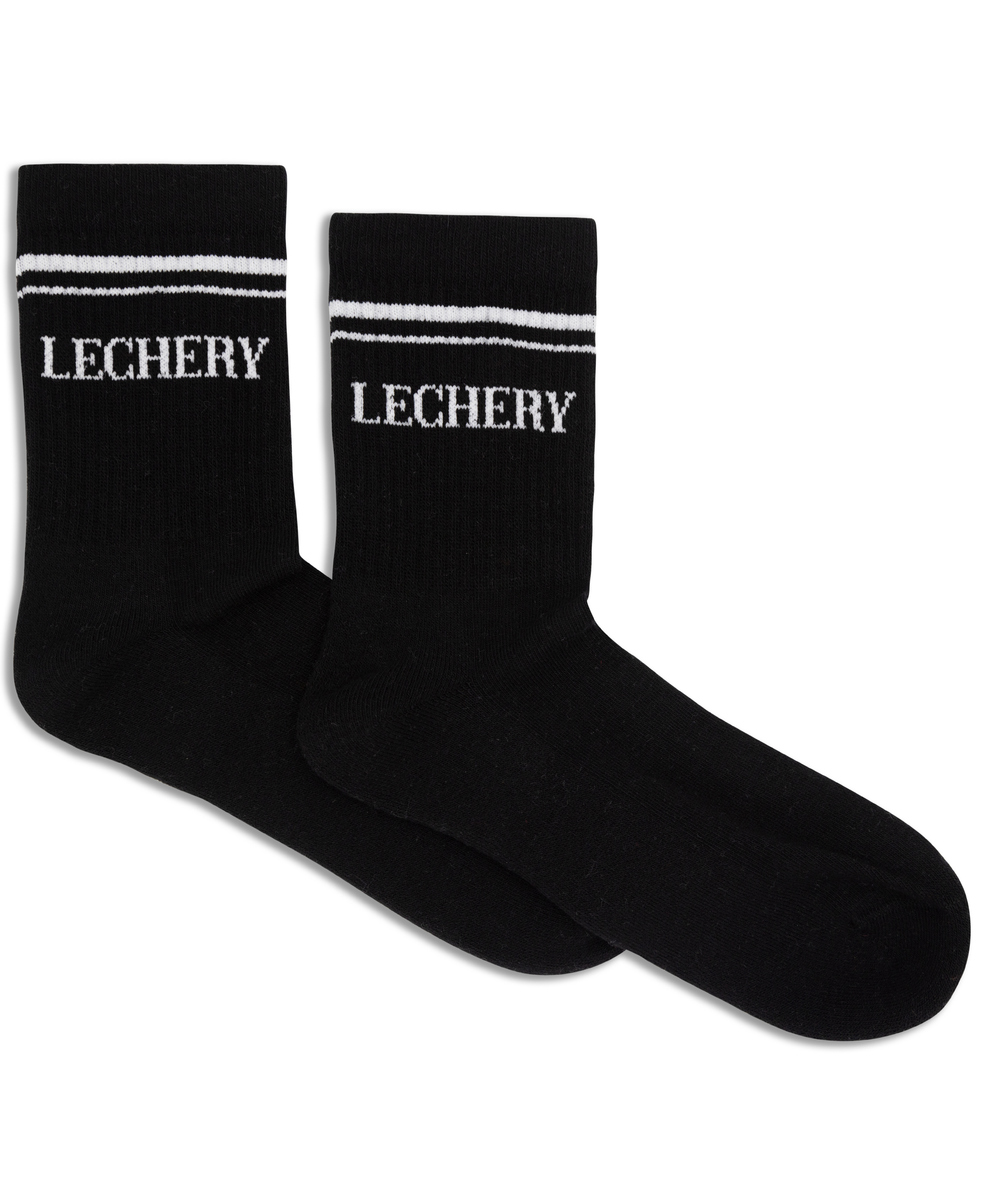  LECHERY LECHERY UNISEX VARSITY STRIPED HALF-CREW SOCKS - IVORY/WHITE - Bonton