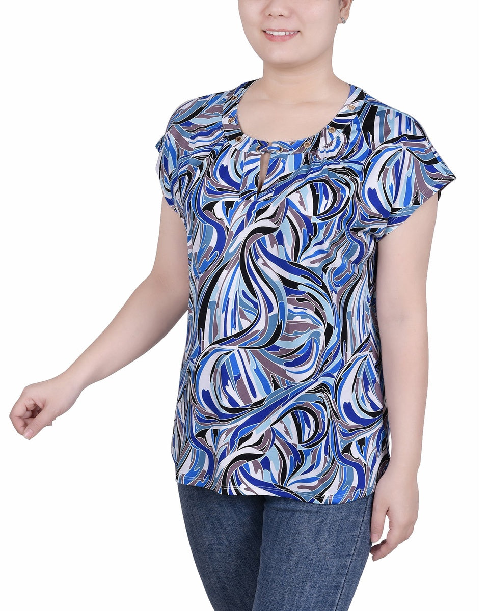  NY Collection Extended Sleeve Top With Grommets - Nice Icemoon - Bonton