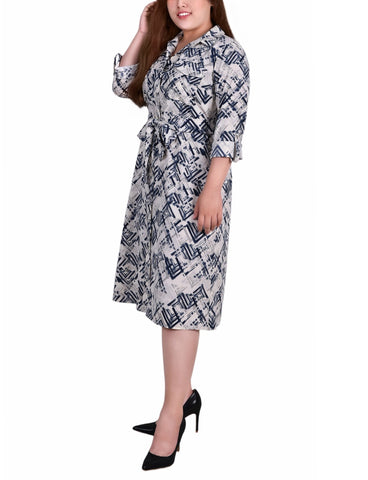 Plus Size Long Sleeve Roll Tab Shirtdress