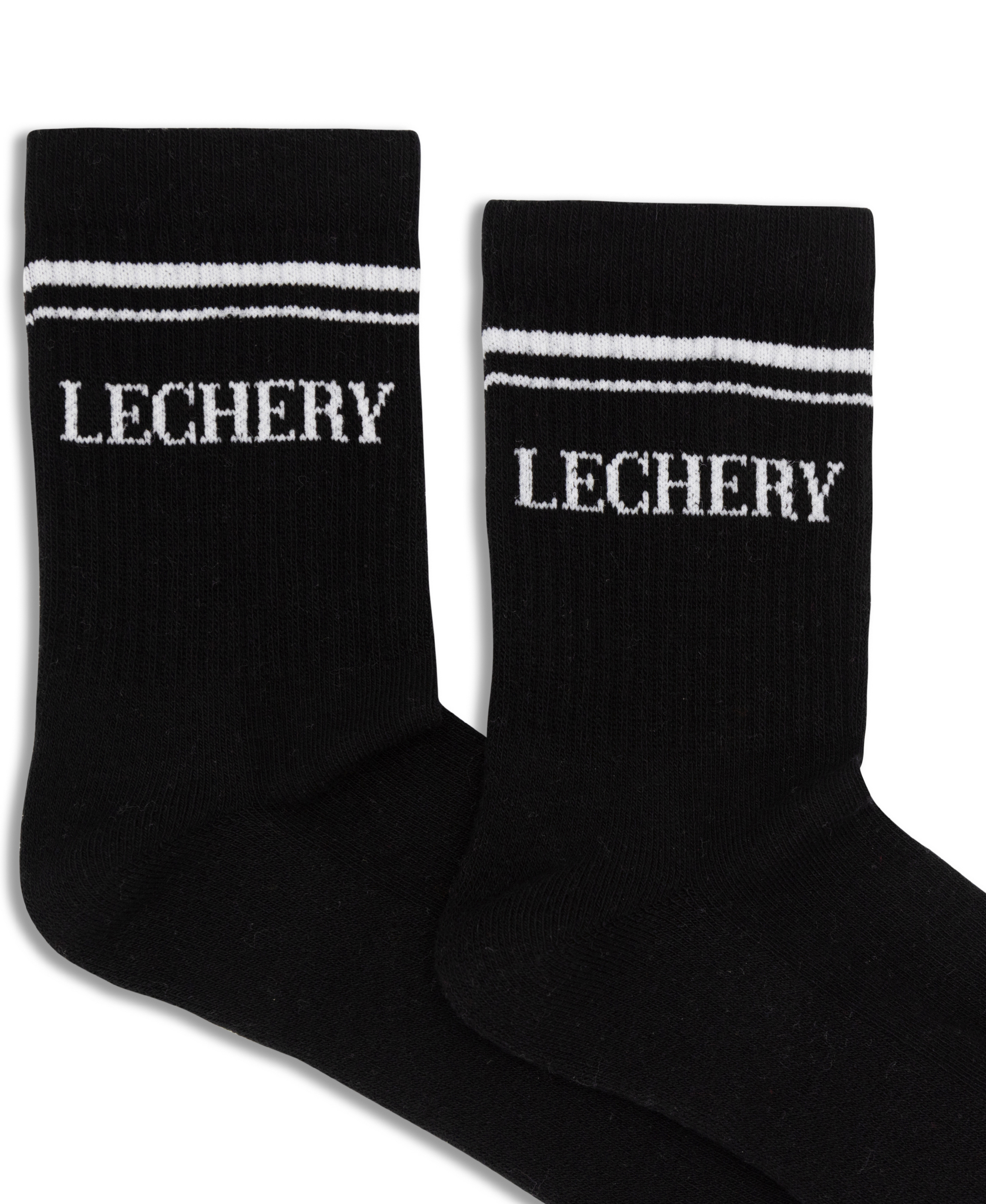  LECHERY LECHERY UNISEX VARSITY STRIPED HALF-CREW SOCKS - BLACK/WHITE - Bonton