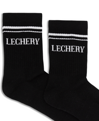 LECHERY UNISEX VARSITY STRIPED HALF-CREW SOCKS