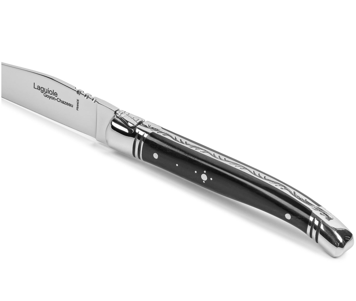 French Home Goyon-Chazeau Set of 4 Laguiole Steak Knives With Ebony Wood Handles - Default Title - Bonton