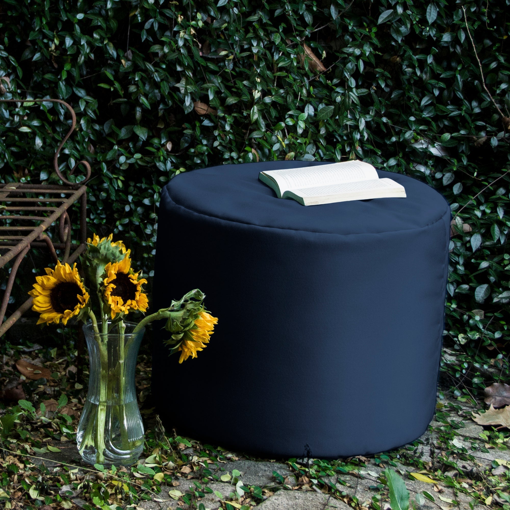  Jaxx Spring Outdoor Ottoman - Navy - Bonton