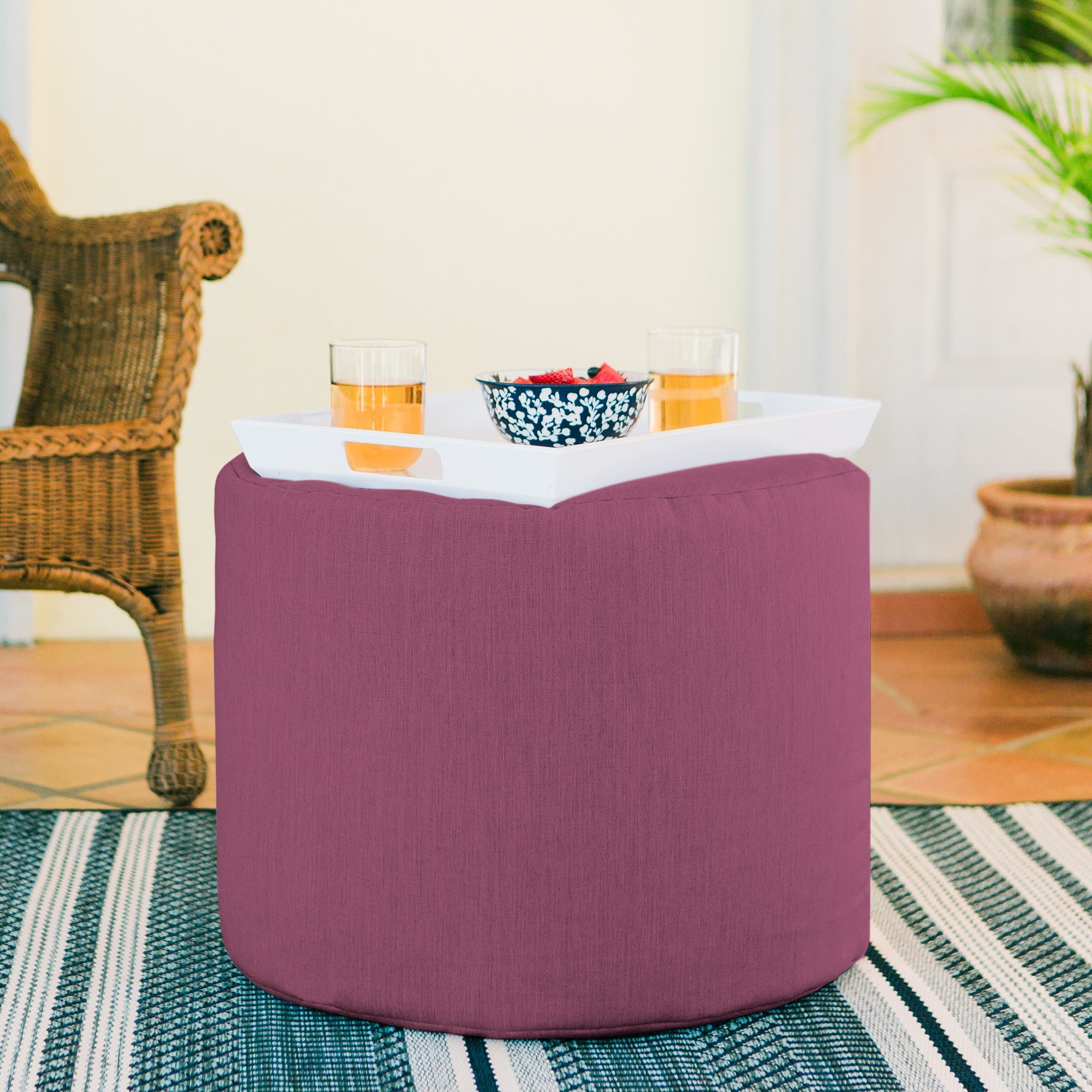  Jaxx Spring Outdoor Ottoman / Side Table - Iris - Bonton