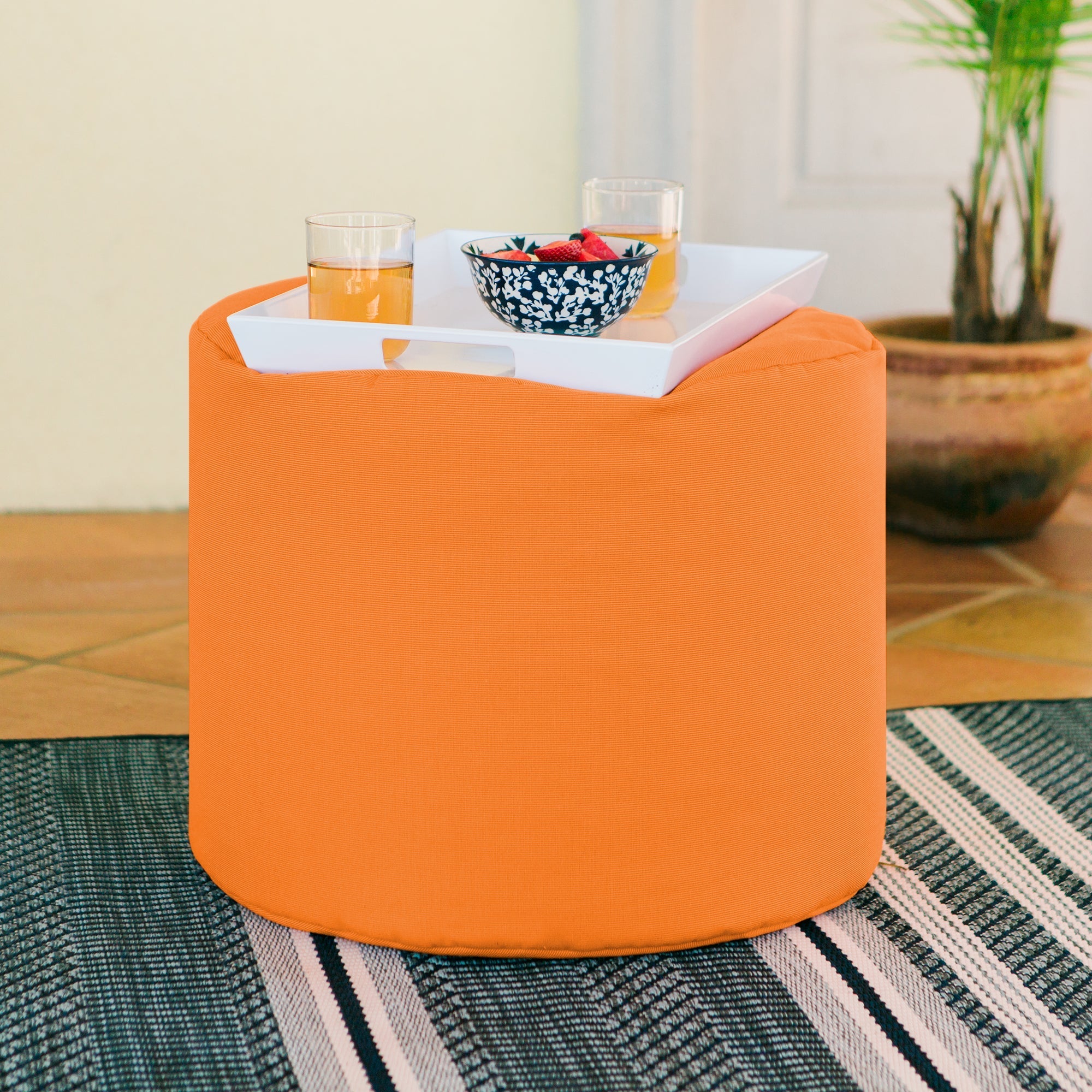  Jaxx Spring Outdoor Ottoman / Side Table - Tangerine - Bonton