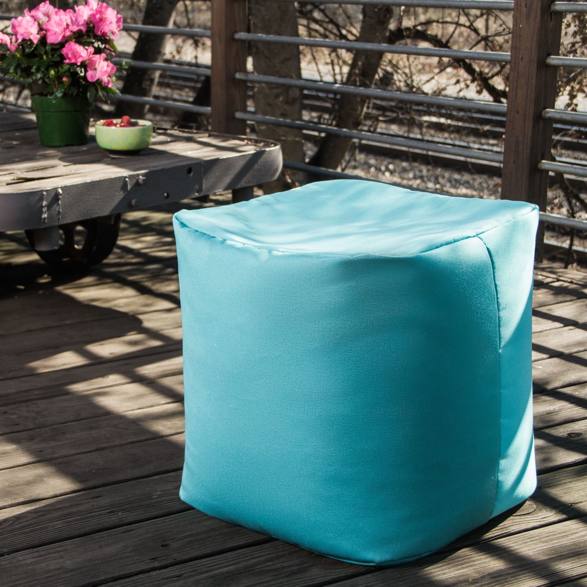  Jaxx Luckie Outdoor Patio Bean Bag Ottoman - Light Blue - Bonton