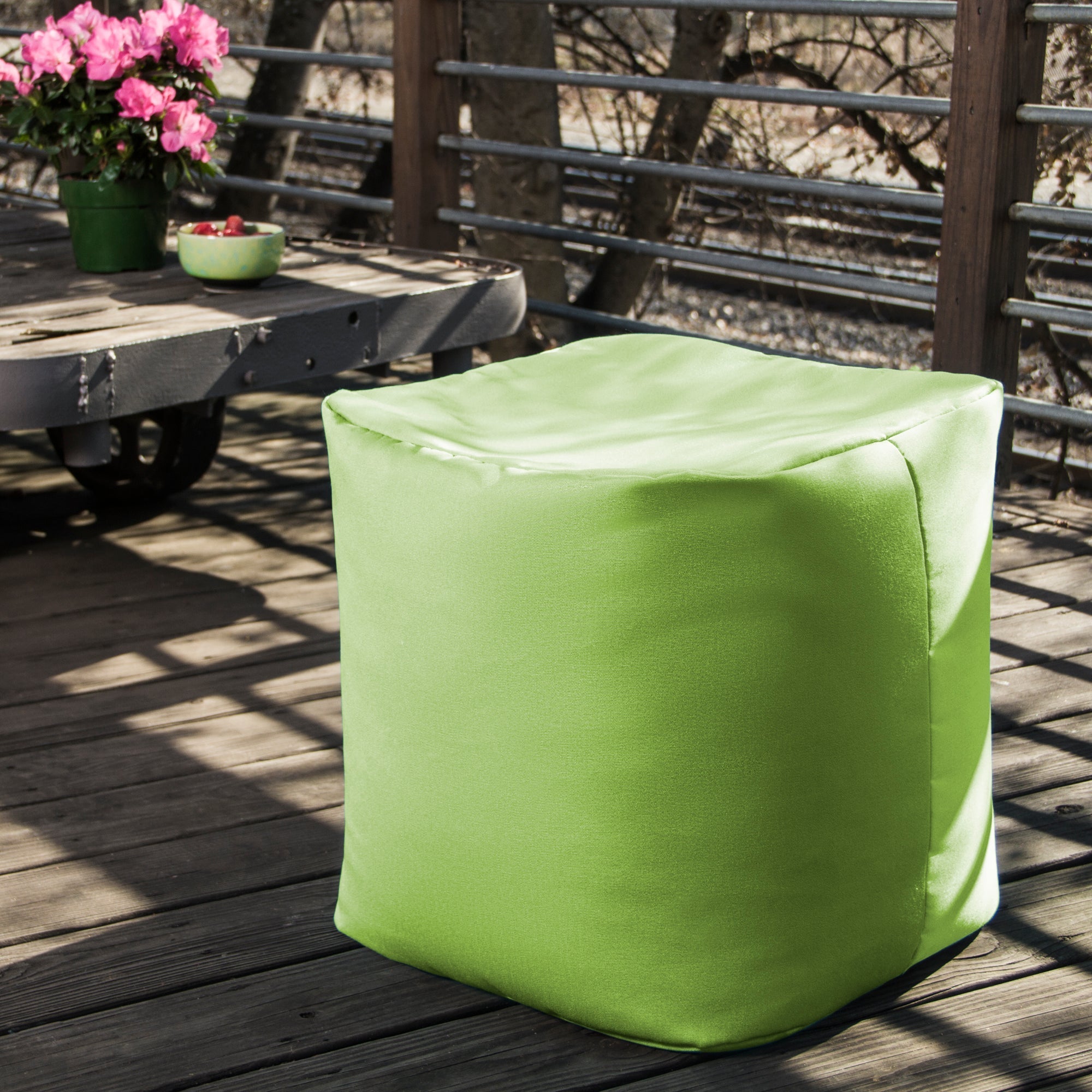  Jaxx Luckie Outdoor Patio Bean Bag Ottoman - Lime - Bonton