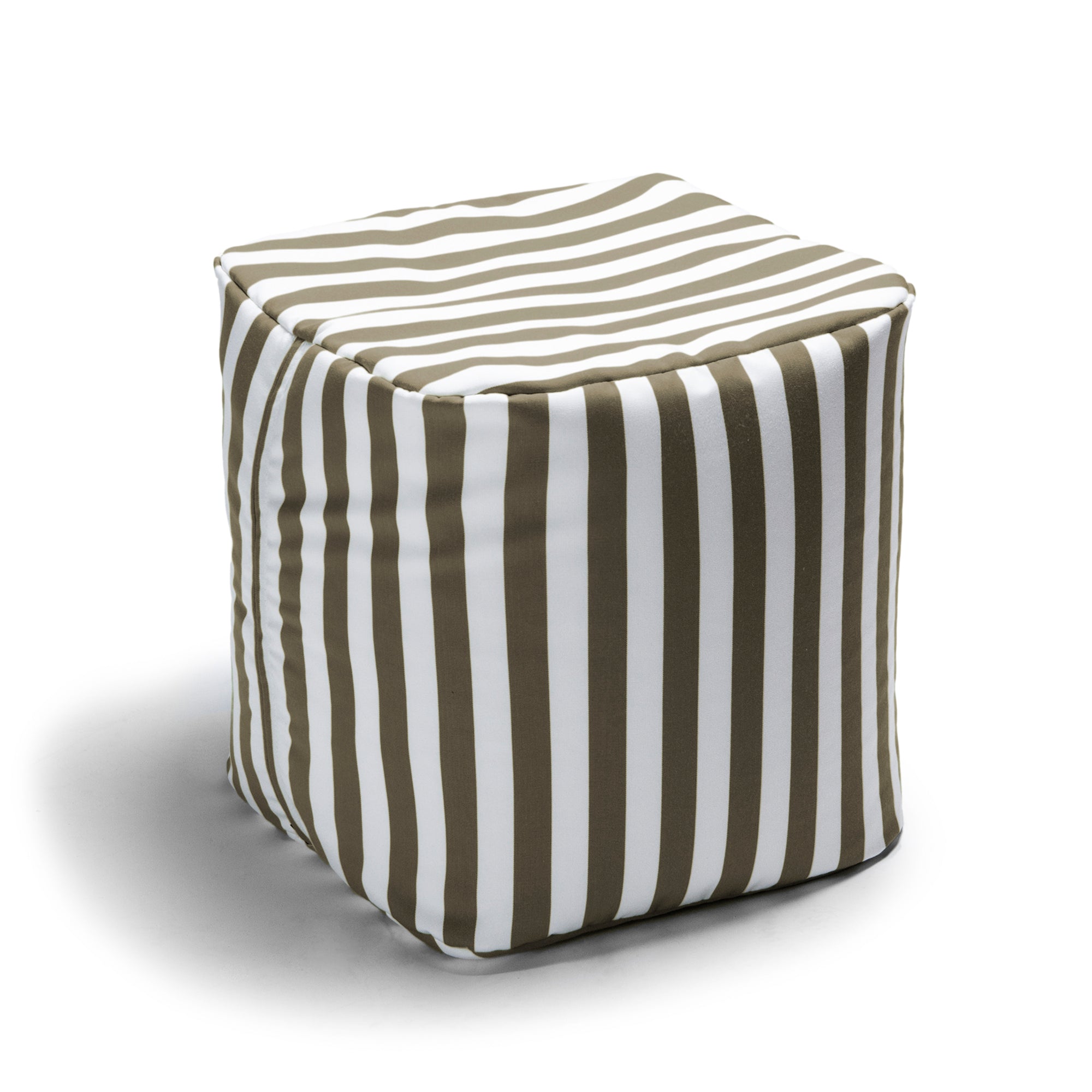  Jaxx Luckie Outdoor Patio Bean Bag Ottoman - Taupe Striped - Bonton