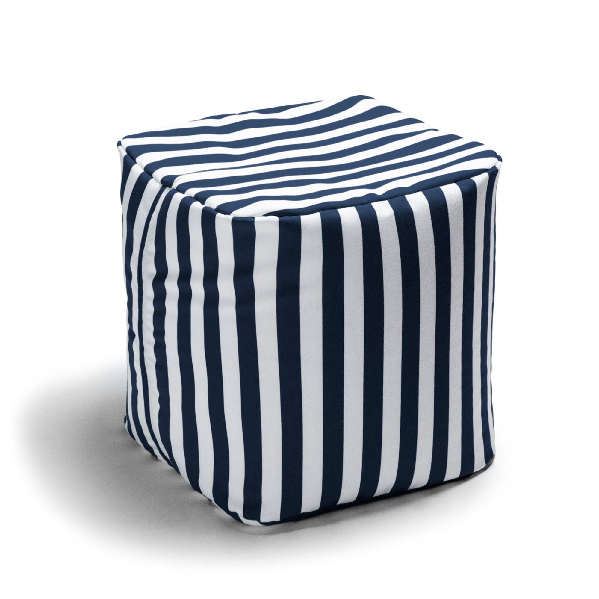  Jaxx Luckie Outdoor Patio Bean Bag Ottoman - Navy Striped - Bonton