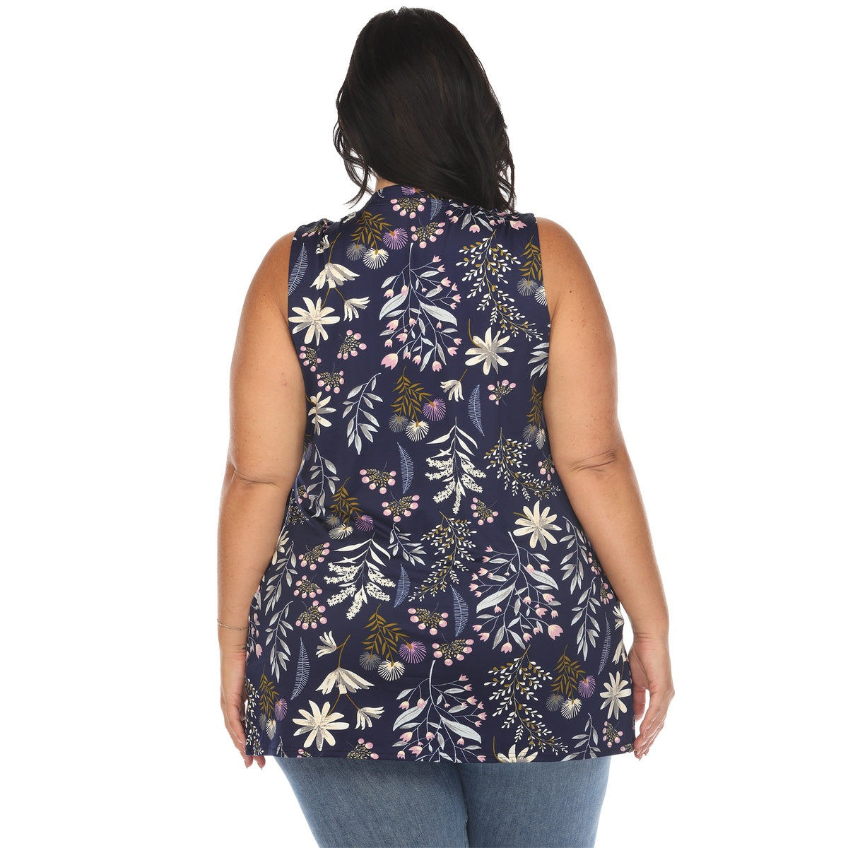  White Mark Plus Size Floral Sleeveless Tunic Top - 1X - Bonton