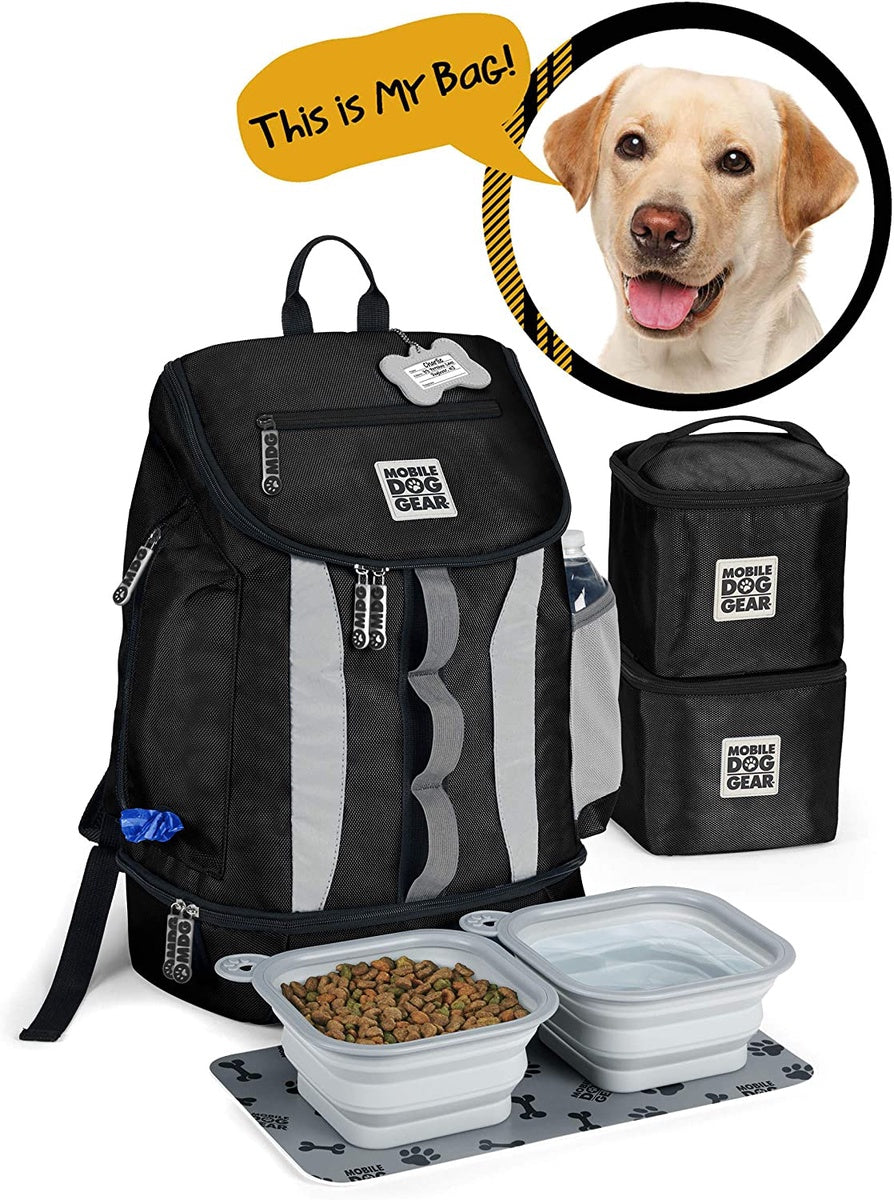  Mobile Dog Gear Pattened Drop Bottom Week Away Backpack - Black - Bonton