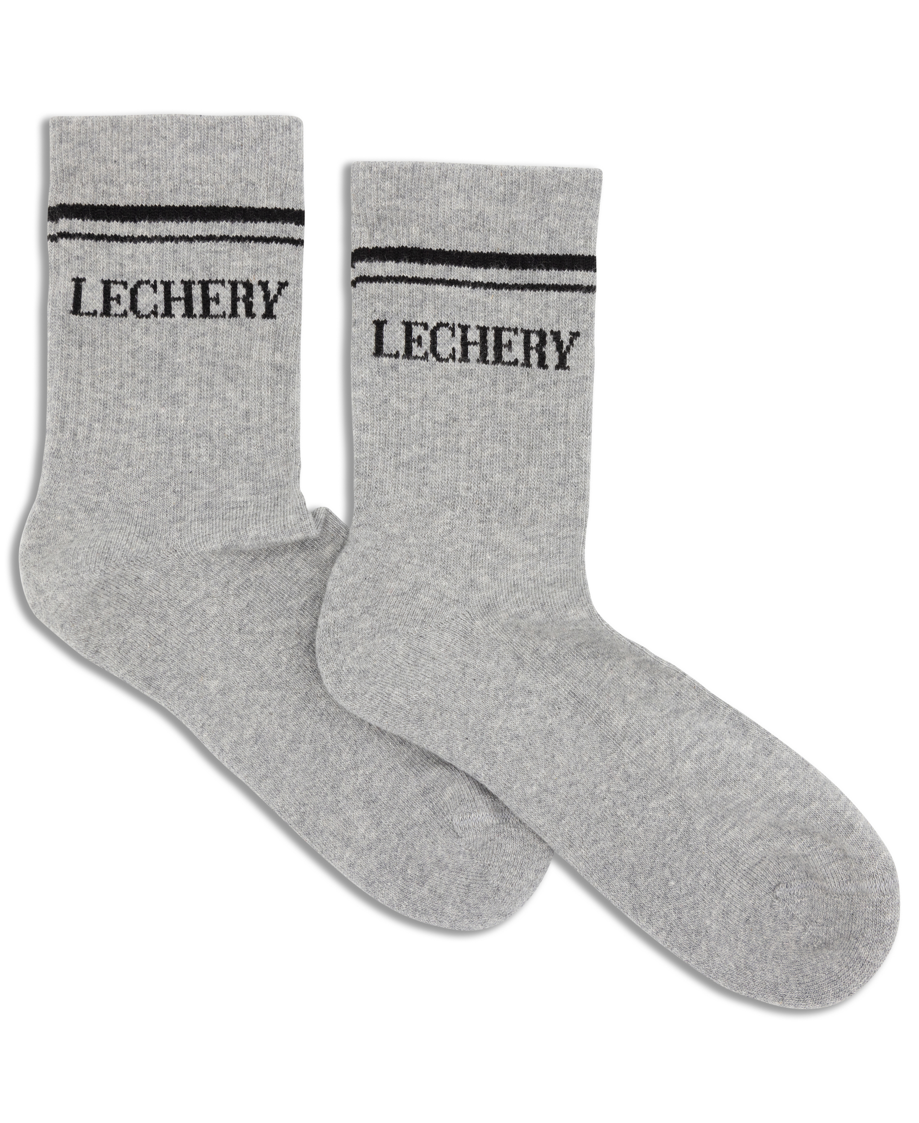  LECHERY LECHERY UNISEX VARSITY STRIPED HALF-CREW SOCKS - BLACK/WHITE - Bonton