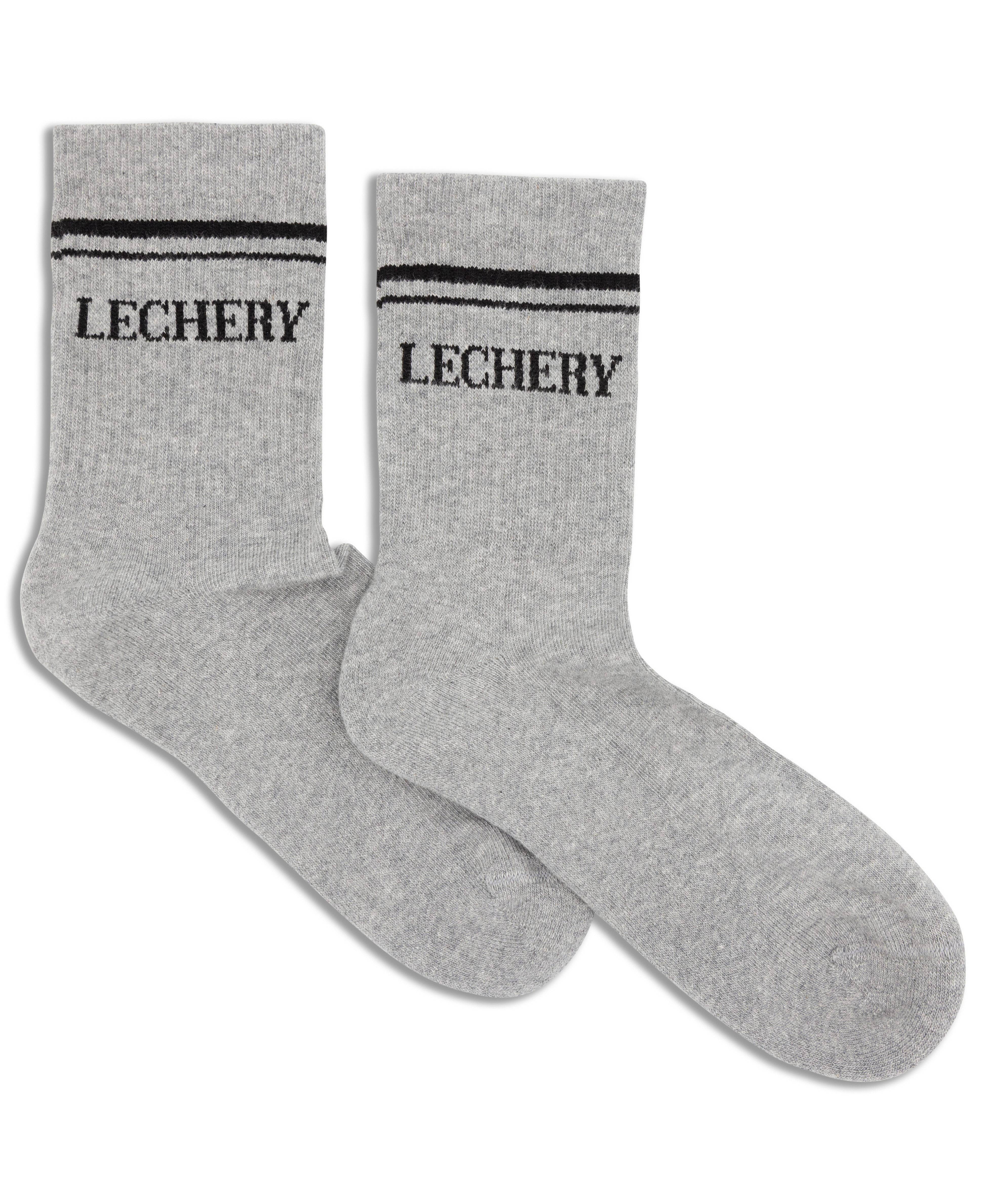  LECHERY LECHERY UNISEX VARSITY STRIPED HALF-CREW SOCKS - IVORY/WHITE - Bonton