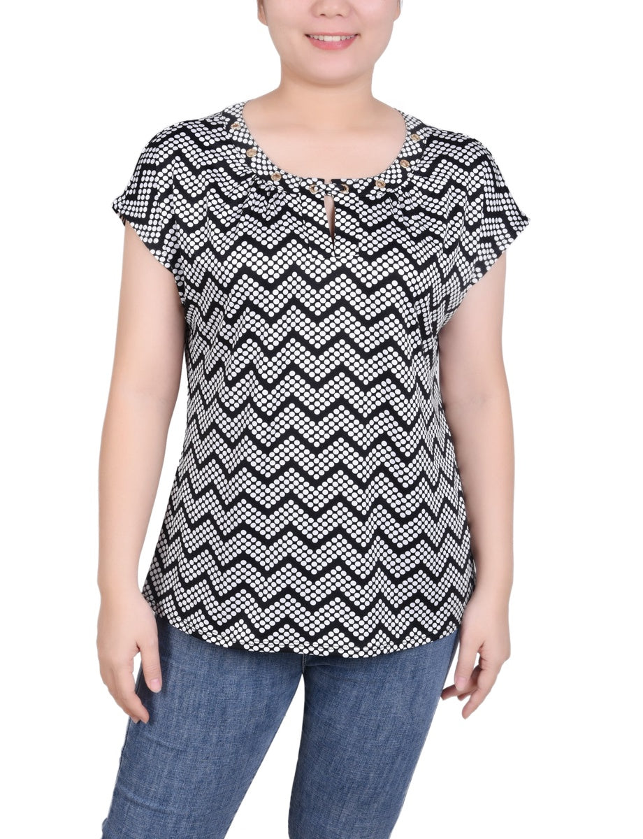  NY Collection Extended Sleeve Top With Grommets - Nice Icemoon - Bonton