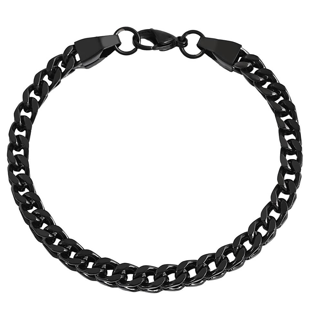  Gemesis Jewels by Edforce Men's Franco Chain 6mm Bracelet - Black - Bonton