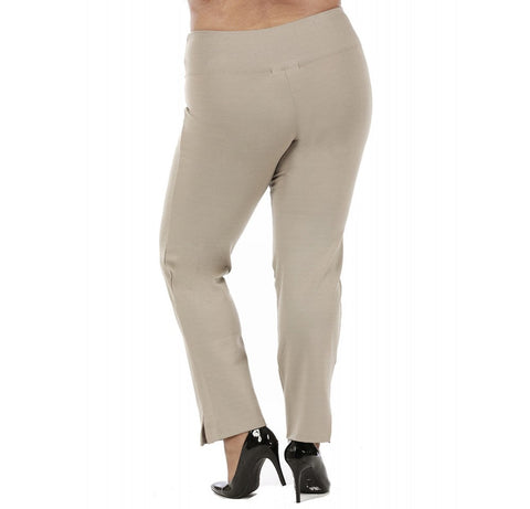 InstantFigure Curvy Plus Size Straight Leg Pant With Slit 16801MC