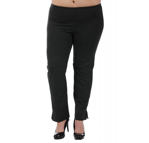 InstantFigure Curvy Plus Size Straight Leg Pant With Slit 16801MC