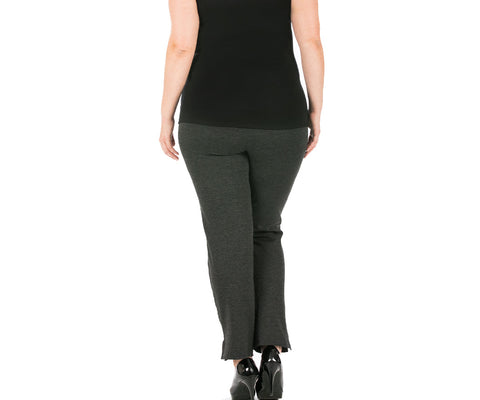 InstantFigure Curvy Plus Size Straight Leg Pant With Slit 16801MC