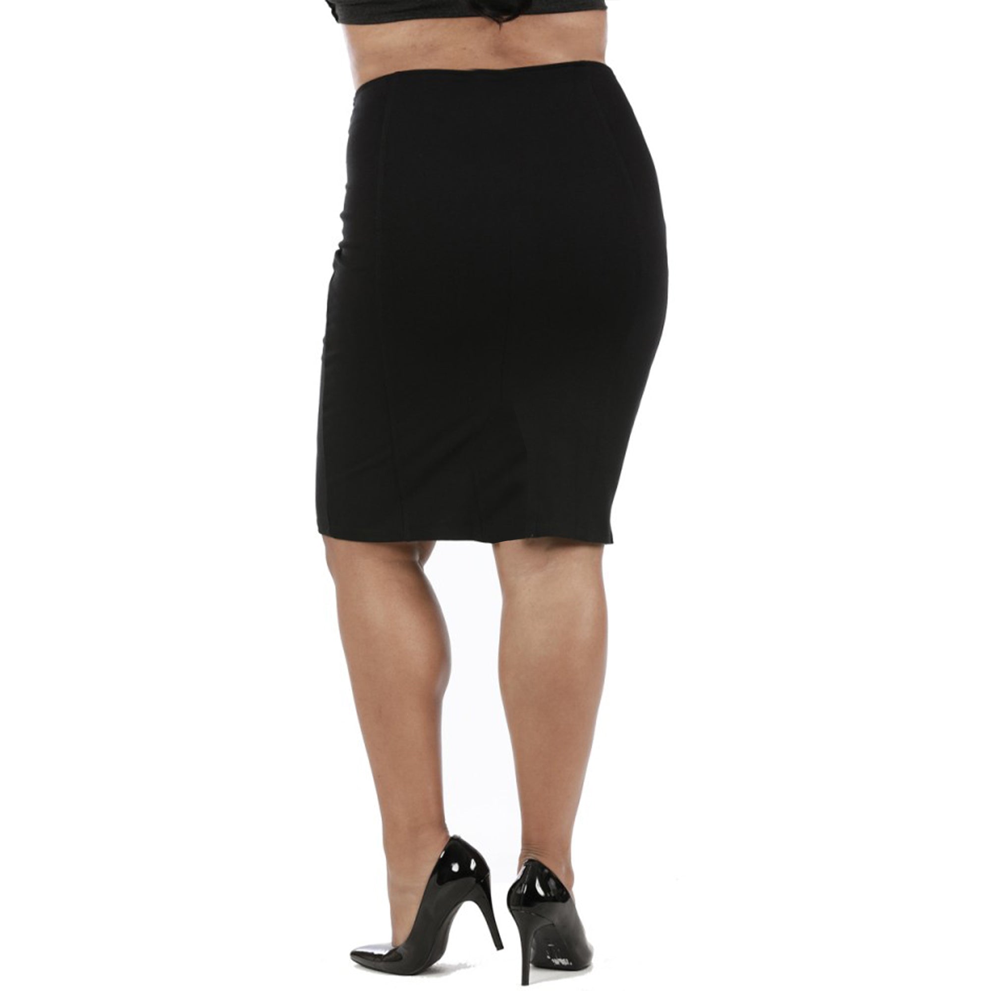  InstantFigure InstantFigure Curvy Plus Size Short Pencil Skirt 168024C - Black - Bonton