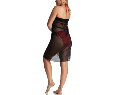 InstantFigure Long Sheer Mesh Cover-Up Sarong 33631