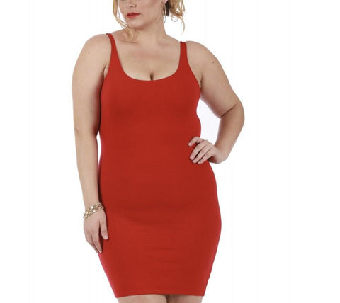 InstantFigure Curvy Plus Size Short Sleeveless Scoop Neck Dress 168031C