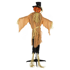 Animated Jack-O'-Lantern Scarecrow Halloween Decoration - 6'