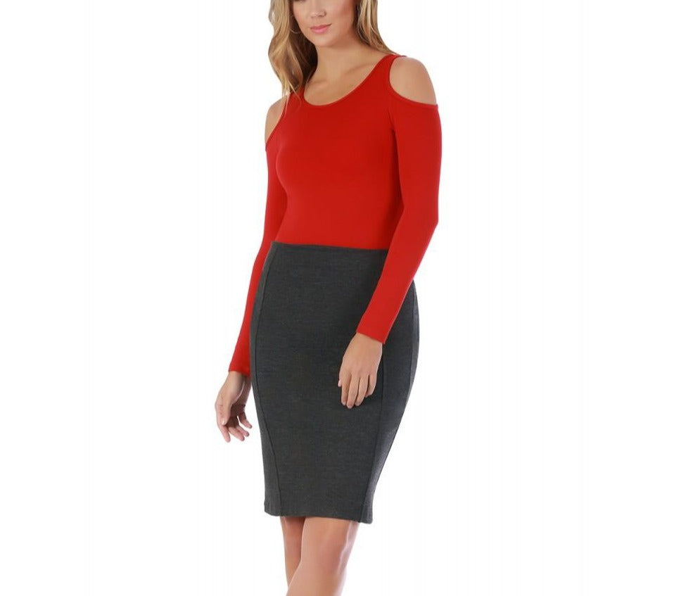  InstantFigure InstantFigure Bodysuit Cut-Out Shoulder 16916M - Black - Bonton