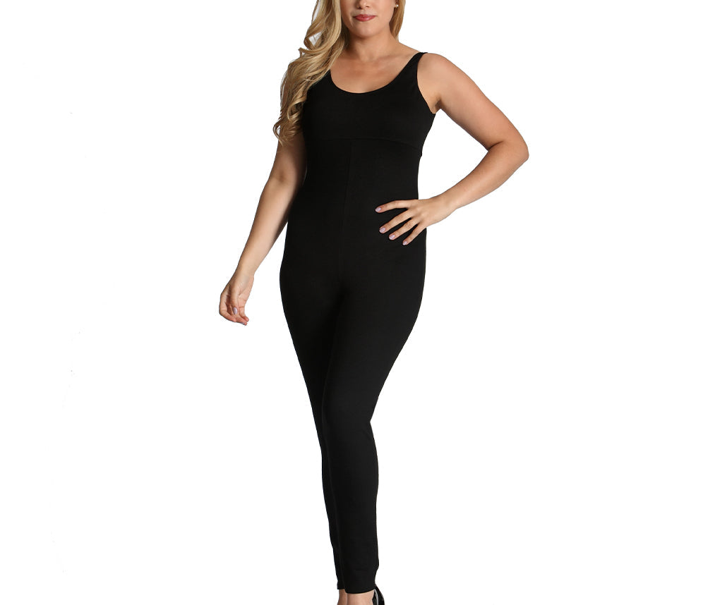  InstantFigure InstantFigure Curvy Plus Size Pant Bodysuit Scoop Neck 168231C - Heather Charcoal - Bonton