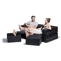 Zipline Convertible Sleeper Loveseat & Ottomans - Denim