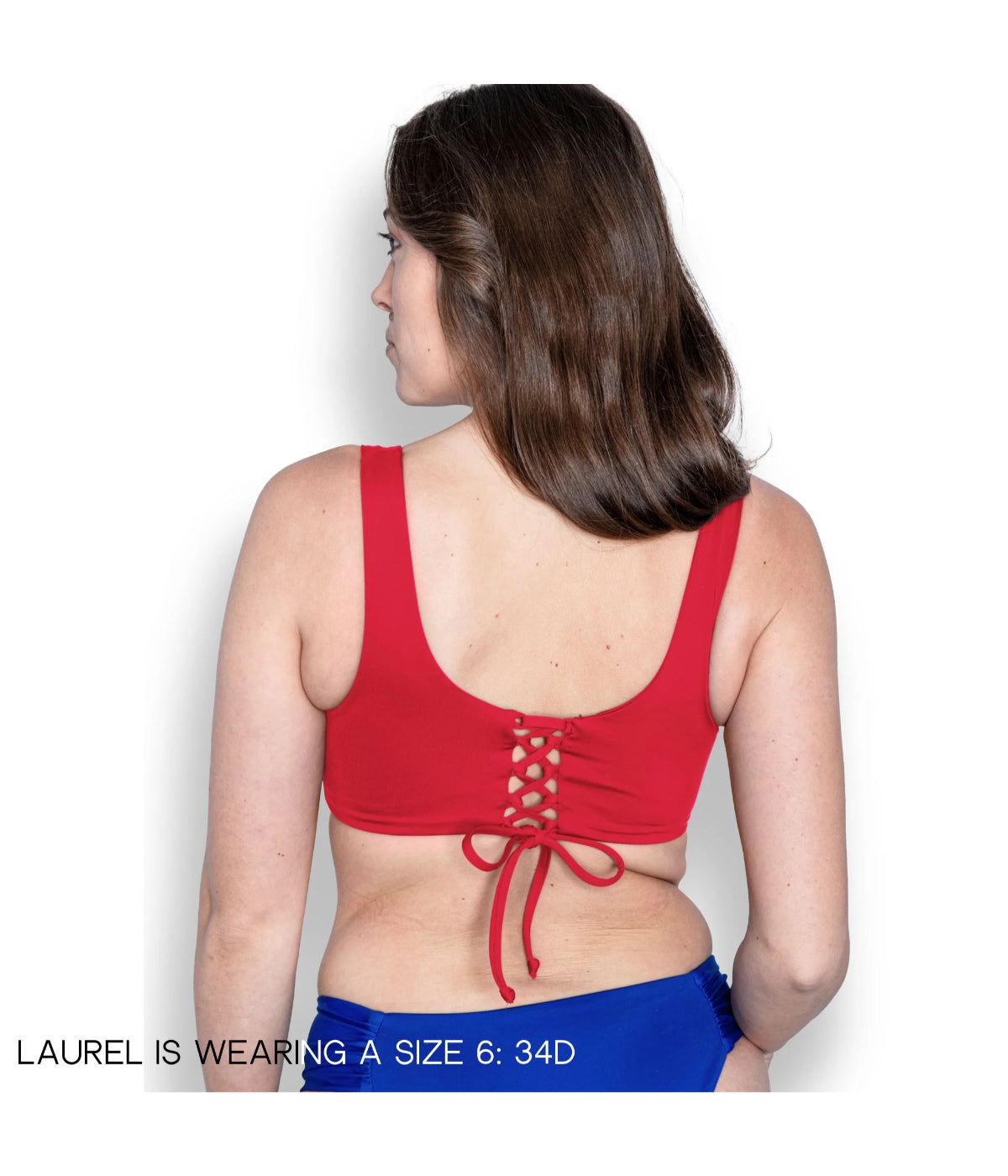  Hermosa Bikini Top with Lace Up Back and Full Support - Red - Bonton