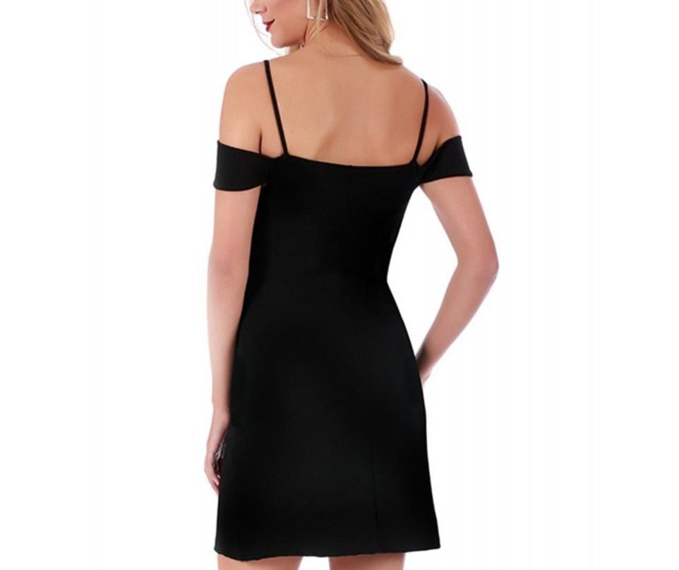  InstantFigure InstantFigure Short Off Shoulder Cowl Neck Dress 169460 - Black - Bonton