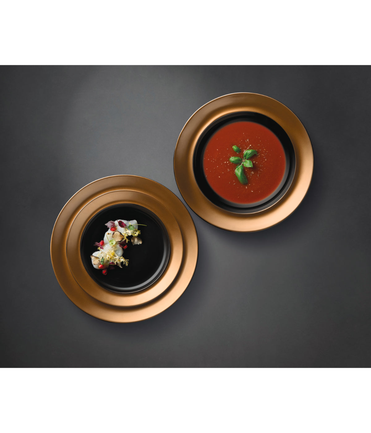  BergHOFF Gem 3 Piece Plate Set, 2 Plates & Bowl - Black, Gold - Bonton