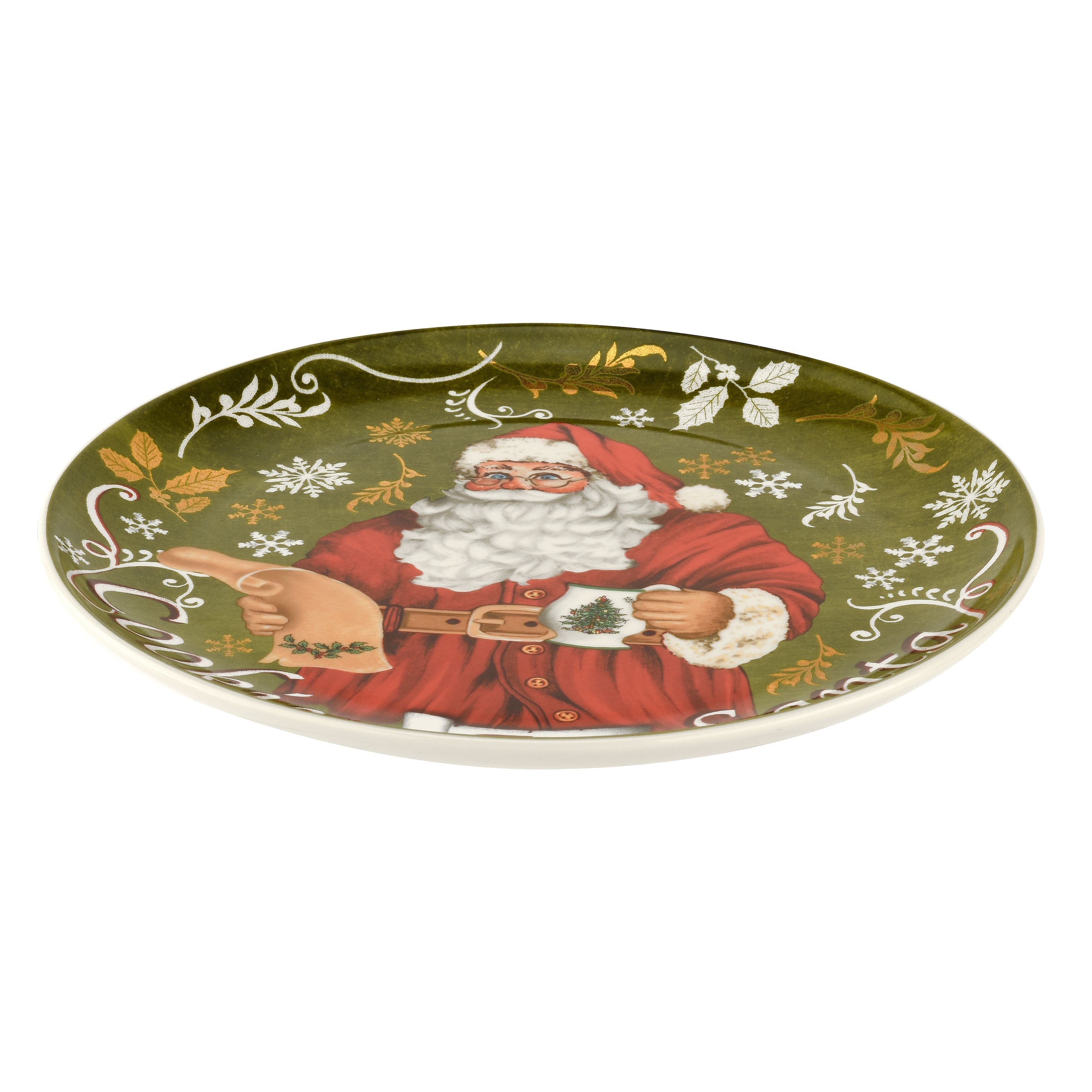  Spode Christmas Tree Cookies Santa Plate & Bottle - White - Bonton