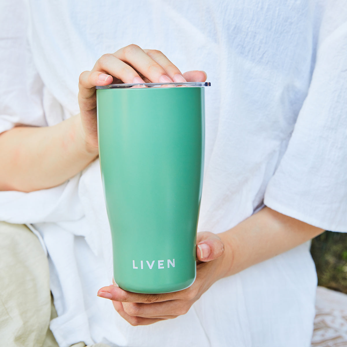  Acera Liven Glow™ Ceramic-Coated Stainless Steel Tumbler 19 Oz - Basil Green - Bonton