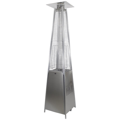 Pyramid Glass Tube Outdoor Gas Patio Heater  44 000 BTU Stainless Steel Finish