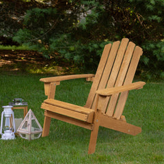 36" Natural Stained Classic Folding Wood Adirondack Chair