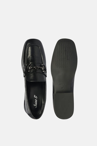 Jacqueline Croco - Heeled Loafers