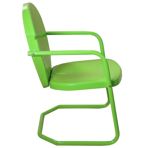 34-Inch Outdoor Retro Tulip Steel Armchair  Lime Green
