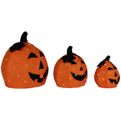 LED Lighted Jack O' Lantern Outdoor Halloween Decorations - Warm White - Set of 3