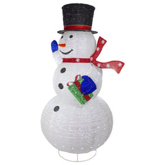 LED Lighted Iridescent Twinkling Snowman Outdoor Christmas Decoration - 71"