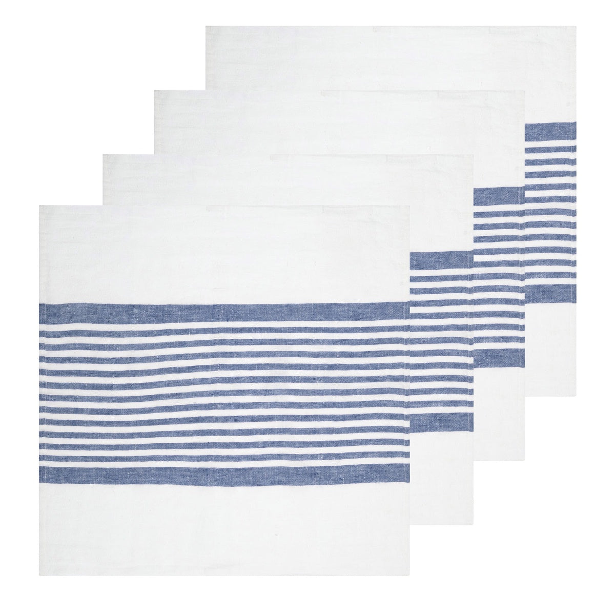  Caravan Brittany White Napkins 20x20 - Set of 4 - White & Blue - Bonton