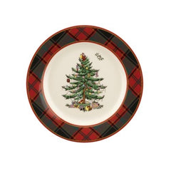 Christmas Tree Tartan Salad Plate Set of 4