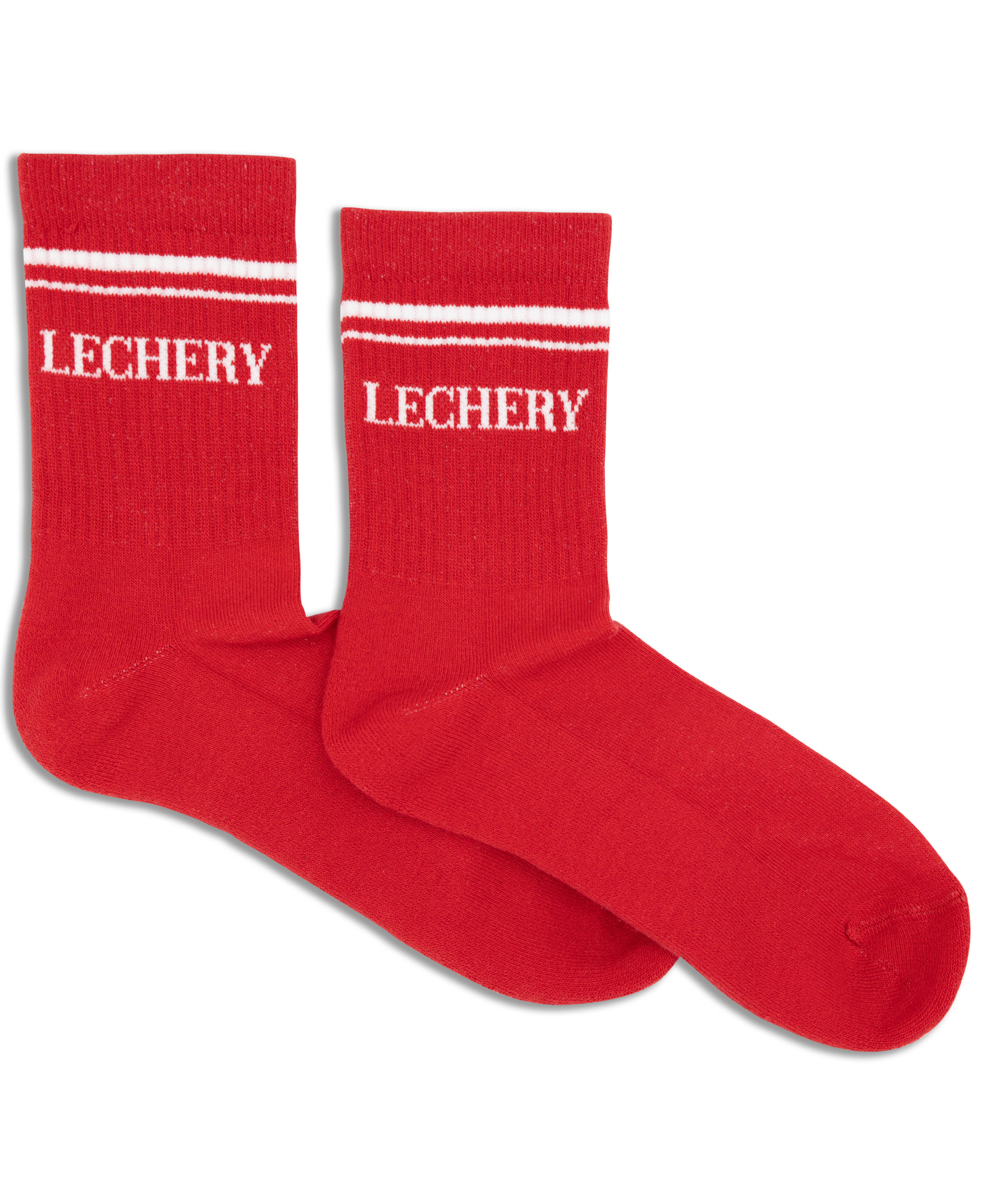  LECHERY LECHERY UNISEX VARSITY STRIPED HALF-CREW SOCKS - BLACK/WHITE - Bonton