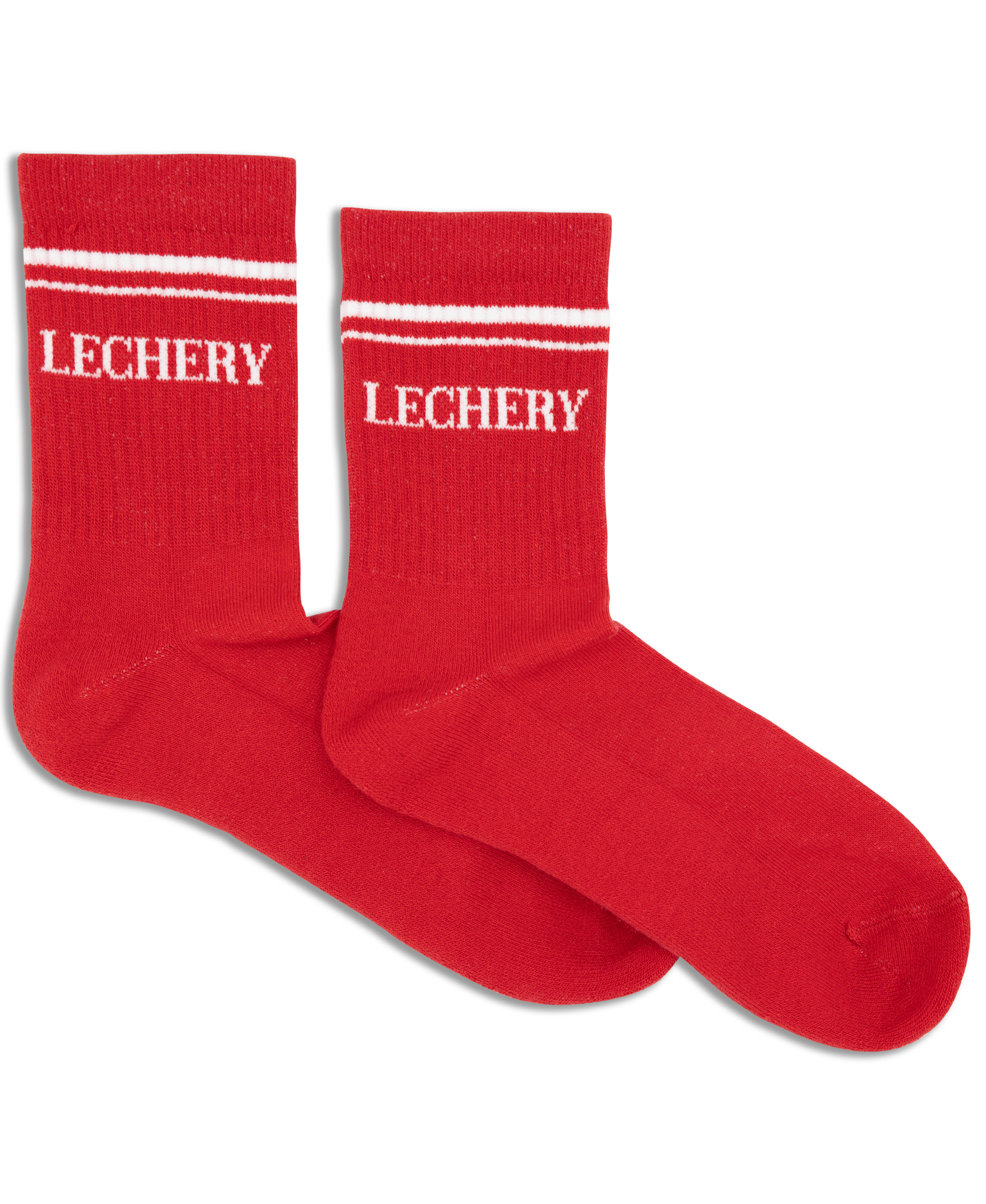  LECHERY LECHERY UNISEX VARSITY STRIPED HALF-CREW SOCKS - IVORY/WHITE - Bonton